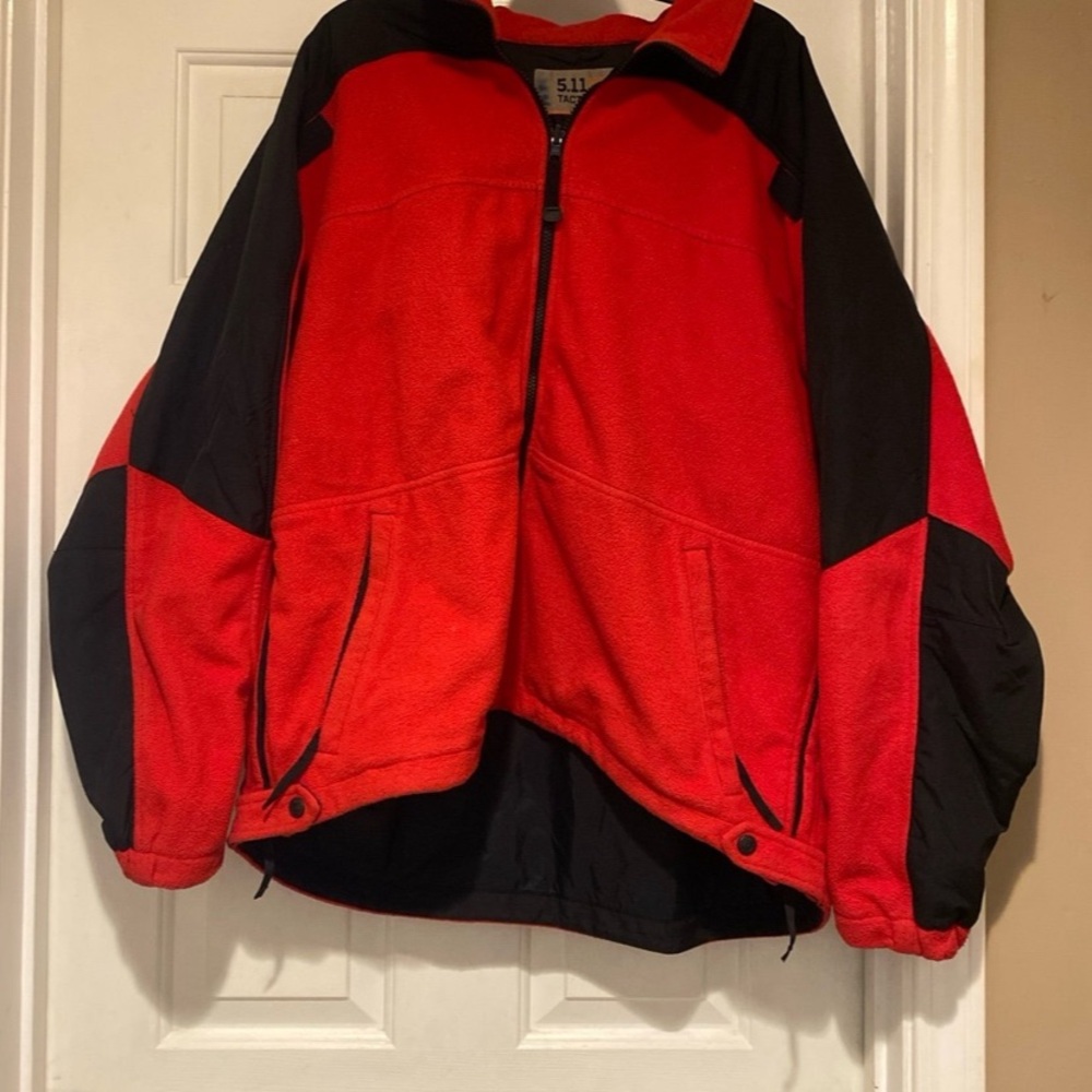 5.11 Tactical Mens Fleece Performance Jacket Size XL Red and Black Full Zip